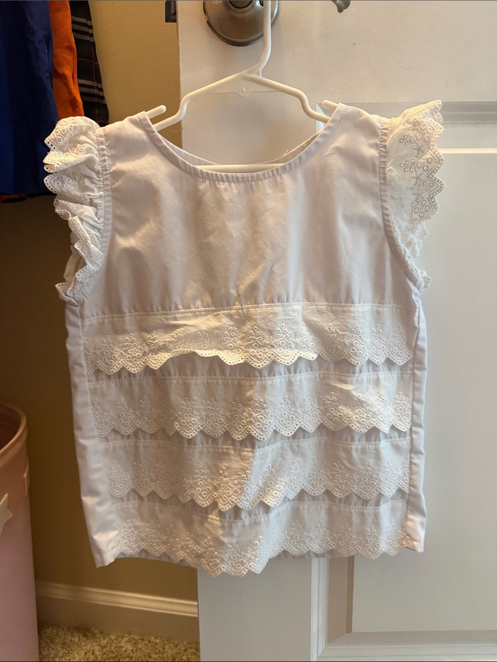 The Beaufort Bonnet Company White Eyelet Ruffle Sleeve Blouse